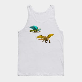 Yellow and Blue Dragon on Pink Tank Top